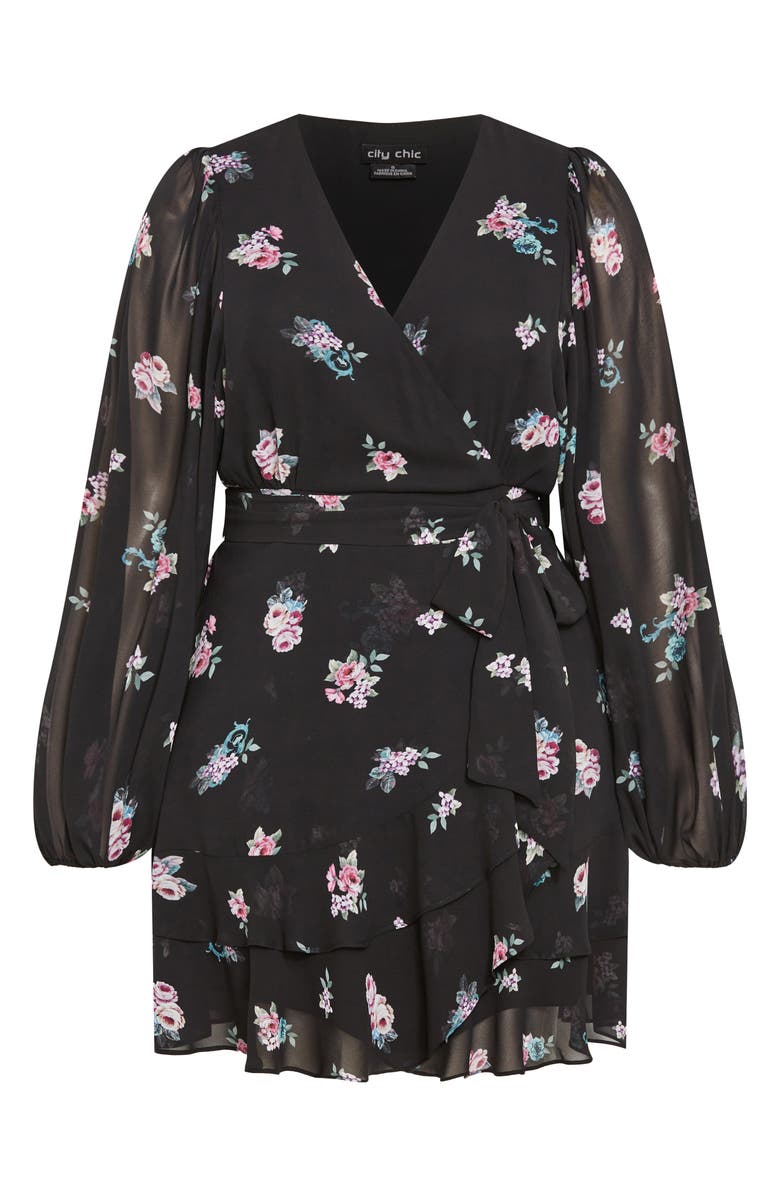 City Chic Jemina Floral Long Sleeve Dress, Alternate, color, 