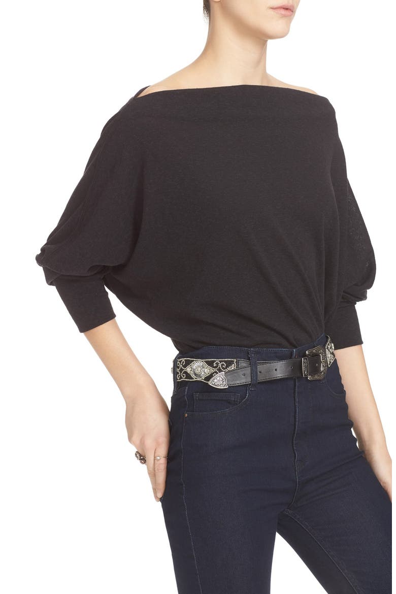Valencia Off the Shoulder Pullover, Alternate, color, BLACK