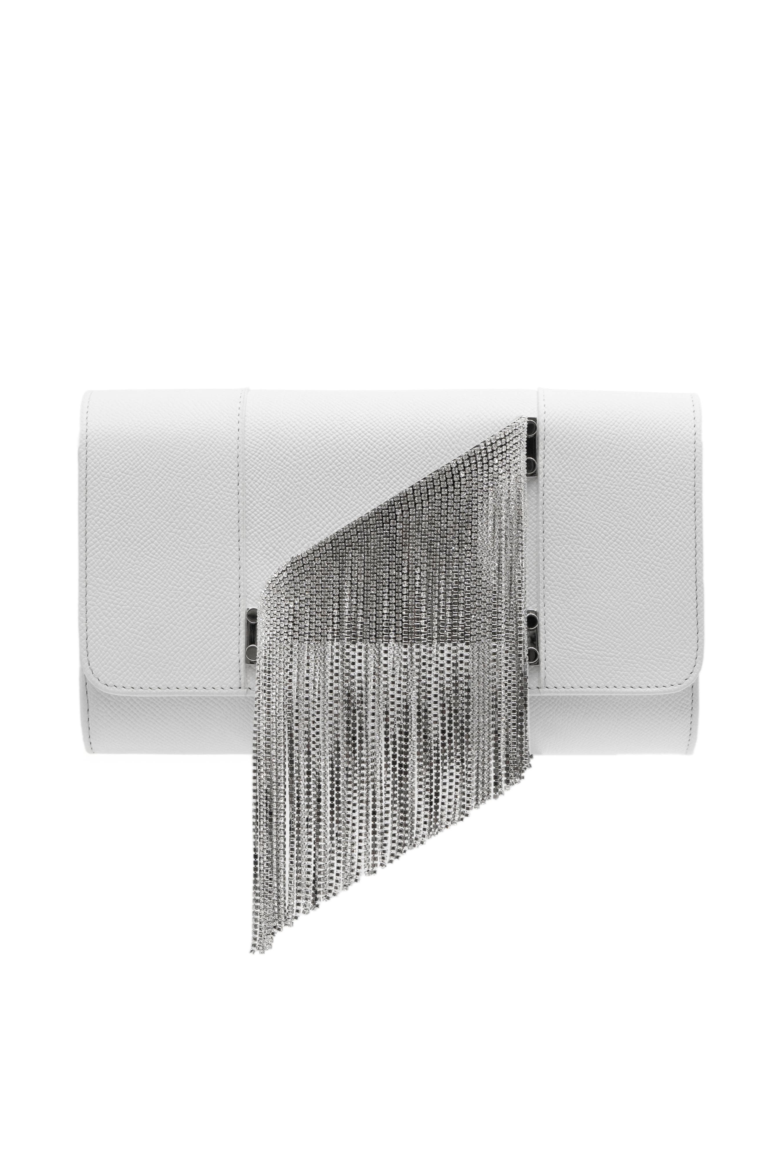 PERRIN PARIS L'Eiffel Clutch Cascade, Main, color, White / Strass