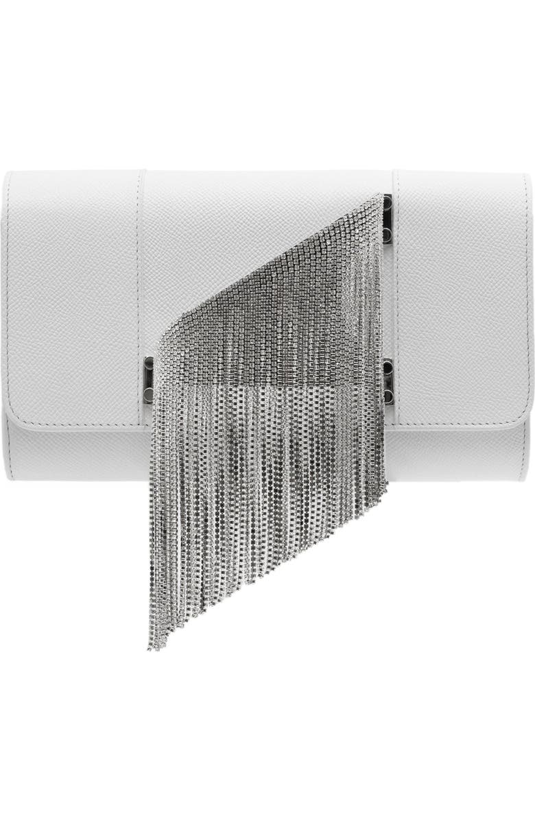 PERRIN PARIS L'Eiffel Clutch Cascade, Main, color, White / Strass