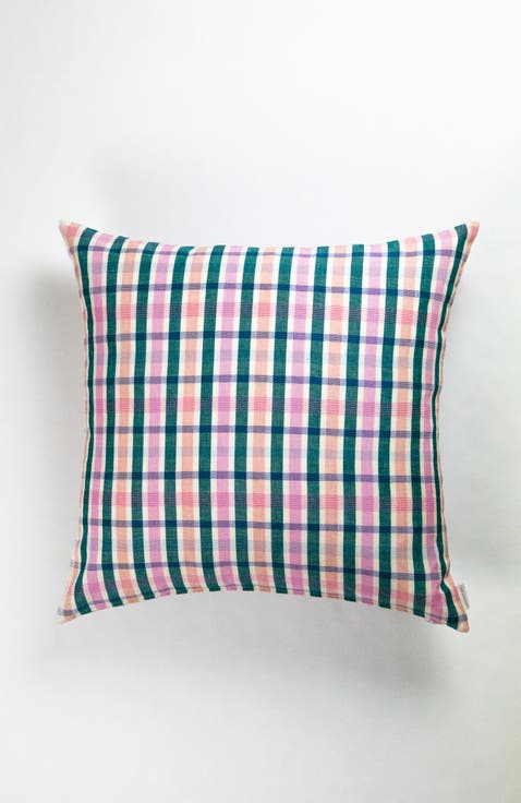 Handwoven Classic Plaid Square Cotton Throw Pillow