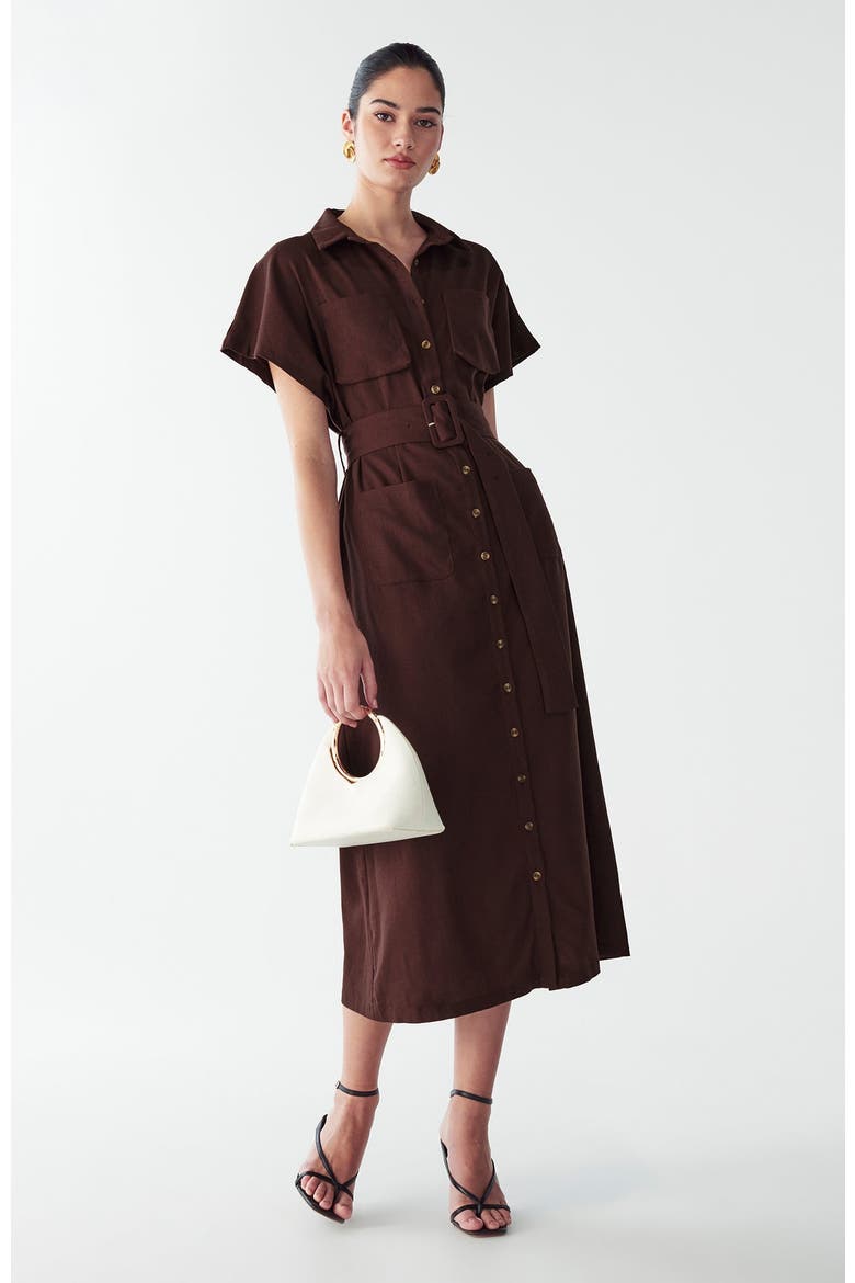 Zel Midi Dress, Alternate, color, Chocolate