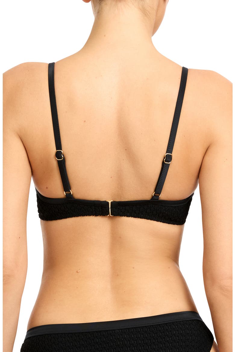 Open Stitch Triangle Bikini Top, Alternate, color, BLACK