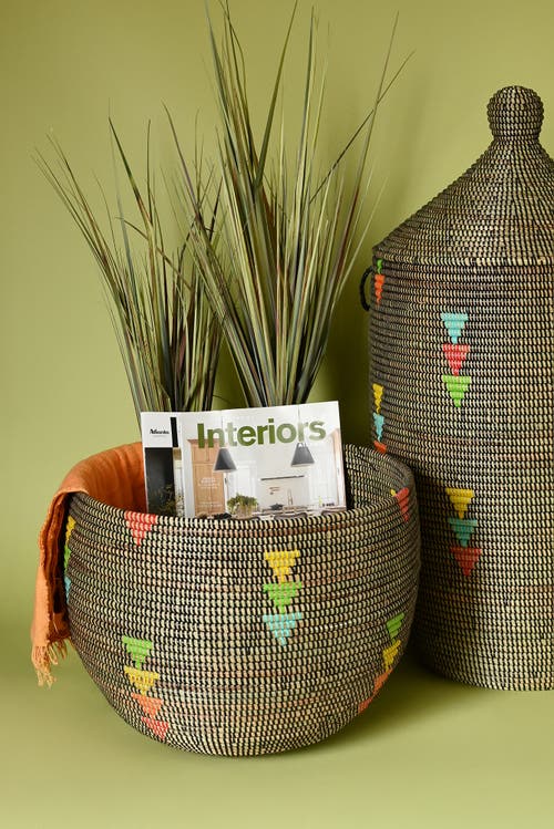 African Modern Prism Triangles Deep Storage Bowl Basket In Multi