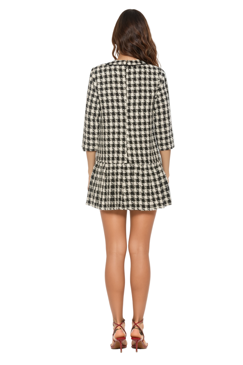 Sabine Dress, Alternate, color, Bw Houndstooth