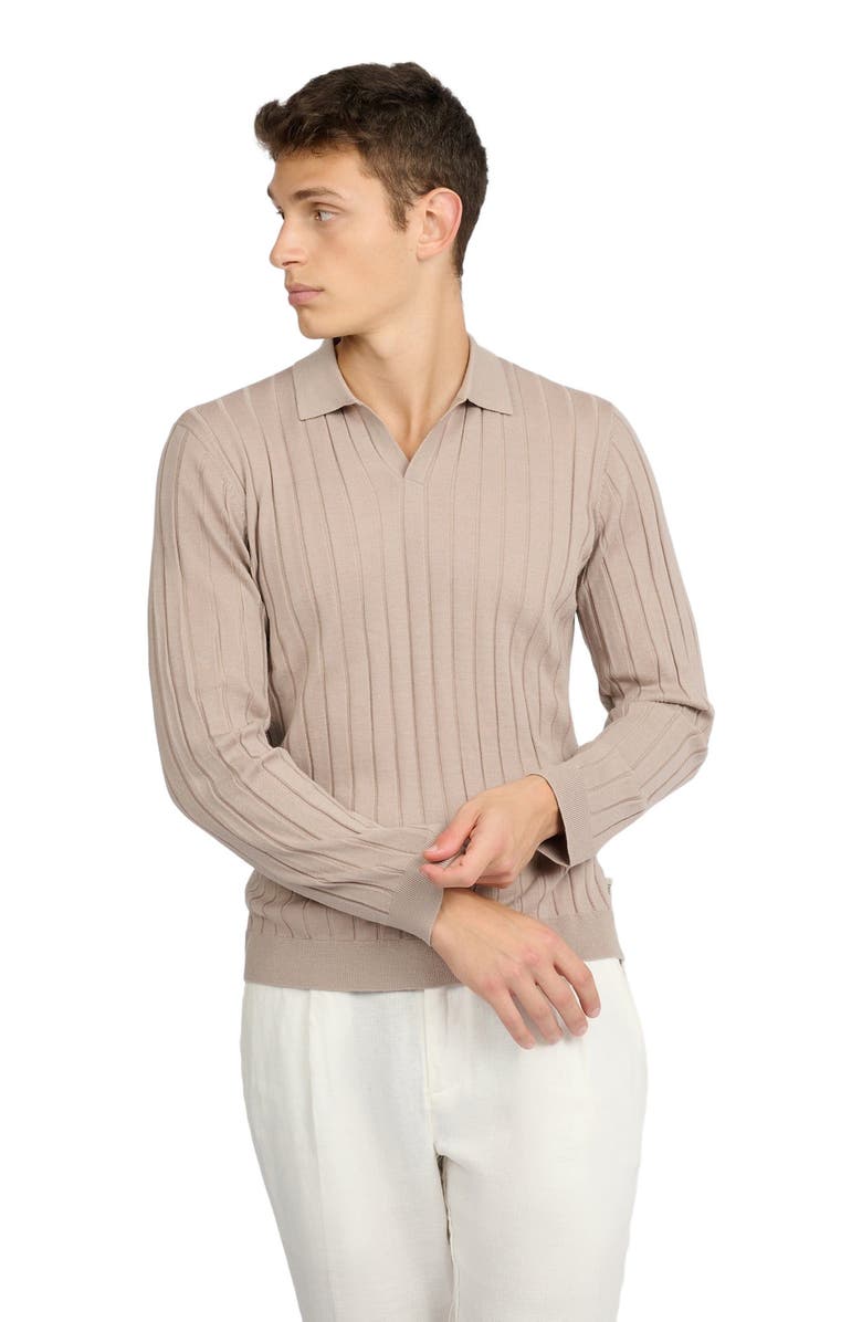 Onia Extra Fine Merino Wool Johnny Collar Polo, Alternate, color, Oxford Tan