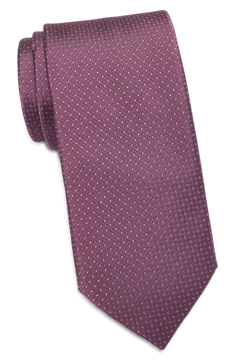 Nordstrom Grady Micro Dot Silk Tie, Main, color, Eggplant