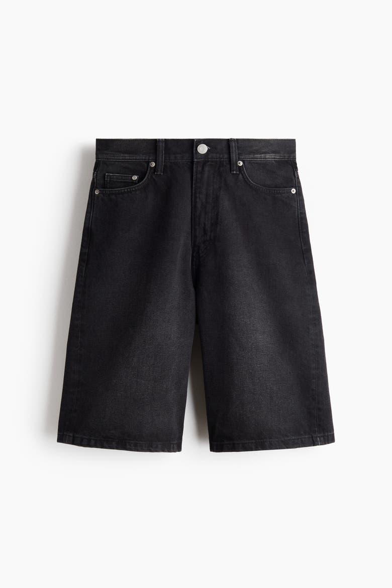 Baggy Denim Shorts, Alternate, color, Denim black
