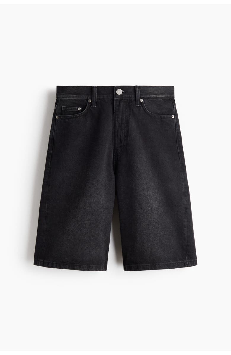 H&M Baggy Denim Shorts, Alternate, color, Denim Black