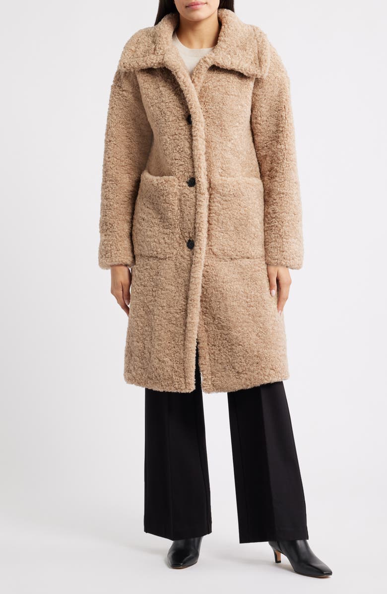 BCBG Long Teddy Coat, Alternate, color, Oatmeal