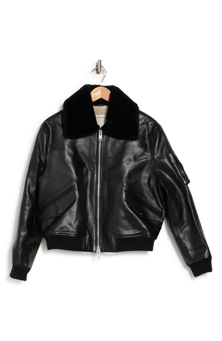 AllSaints Kinney Genuine Shearling Jacket, Alternate, color,