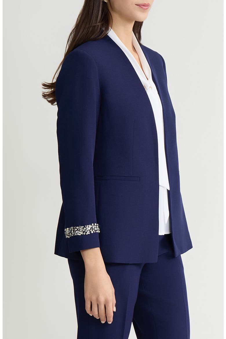Collarless Open Front Jacket, Alternate, color, KASPER NAVY