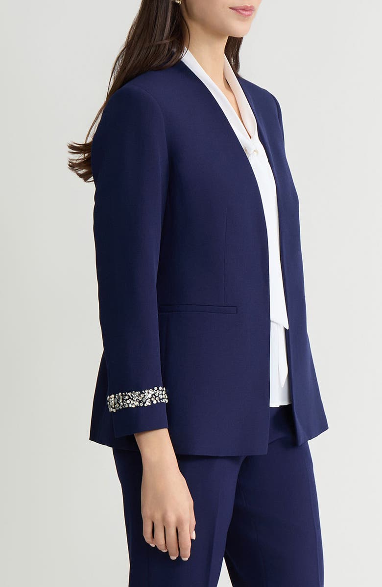 KASPER Collarless Open Front Jacket, Alternate, color, Kasper Navy