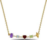 DELMAR Semiprecious Stone & Lab-Grown White Sapphire Bar Pendant Necklace