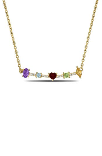 Delmar Semiprecious Stone & Lab-grown White Sapphire Bar Pendant Necklace In Multi