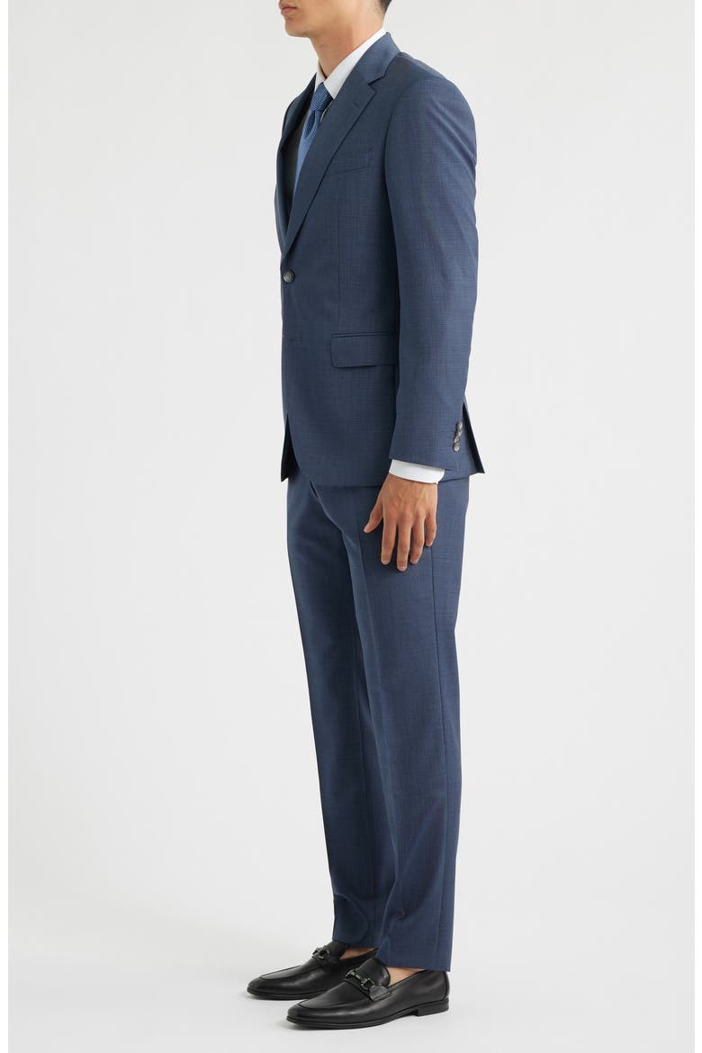 Huge Slim Fit Blue Microcheck Virgin Wool Suit, Alternate, color, NAVY