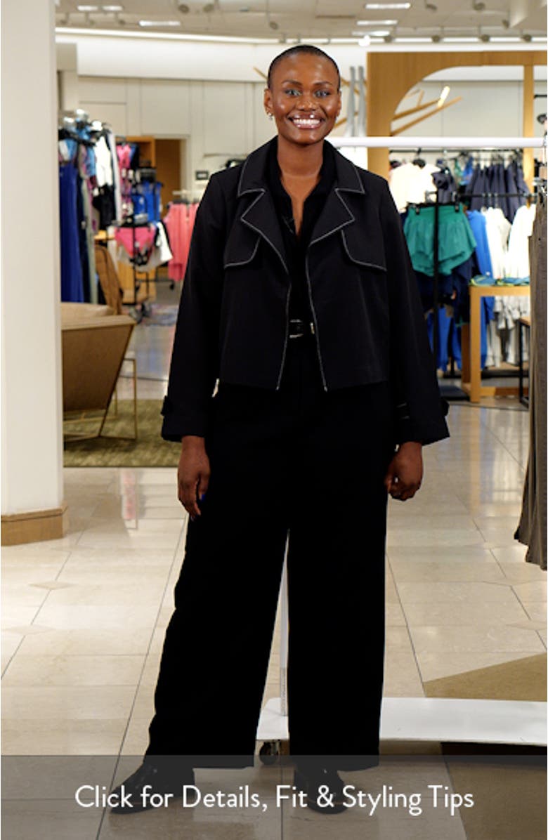 Jude Contrast Topstitch Detail Crop Trench Jacket, sales video thumbnail