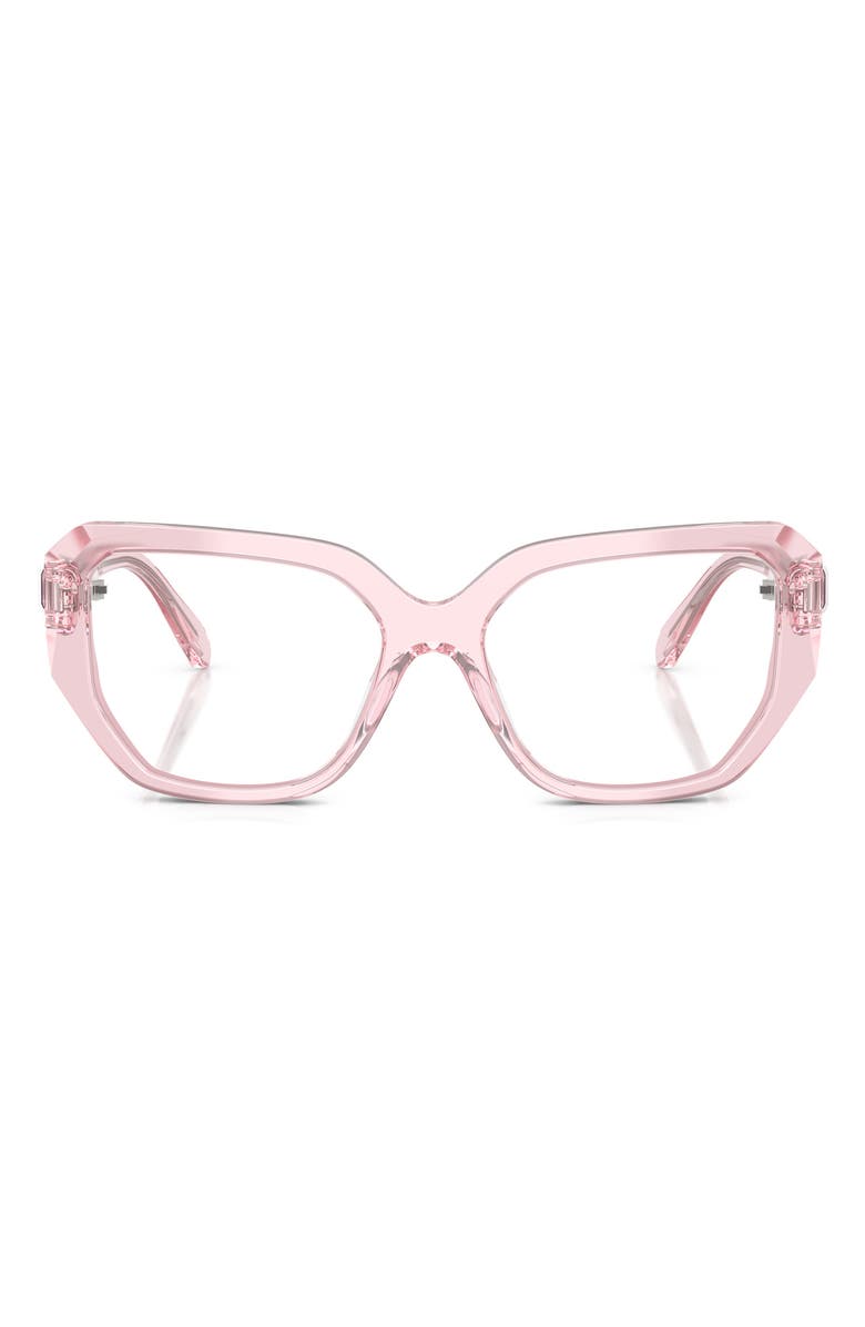 Swarovski 53mm Geometric Optical Glasses, Main, color, Trans Pink