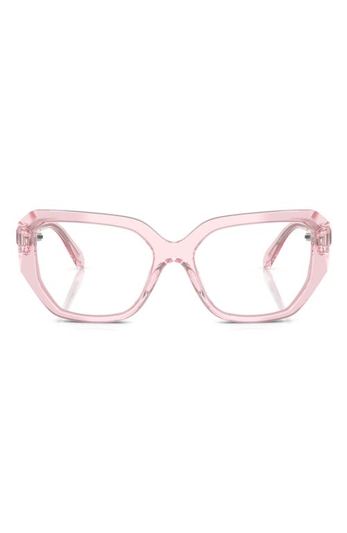 Swarovski 53mm Geometric Optical Glasses In Trans Pink