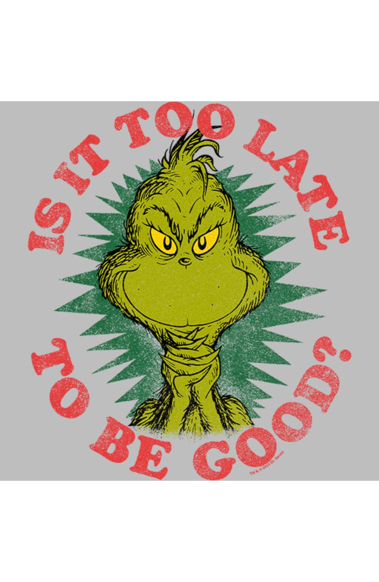 The Grinch Girl's The Grinch Christmas Grinch Is it too Late  Graphic T-Shirt, Alternate, color, Athletic Heather