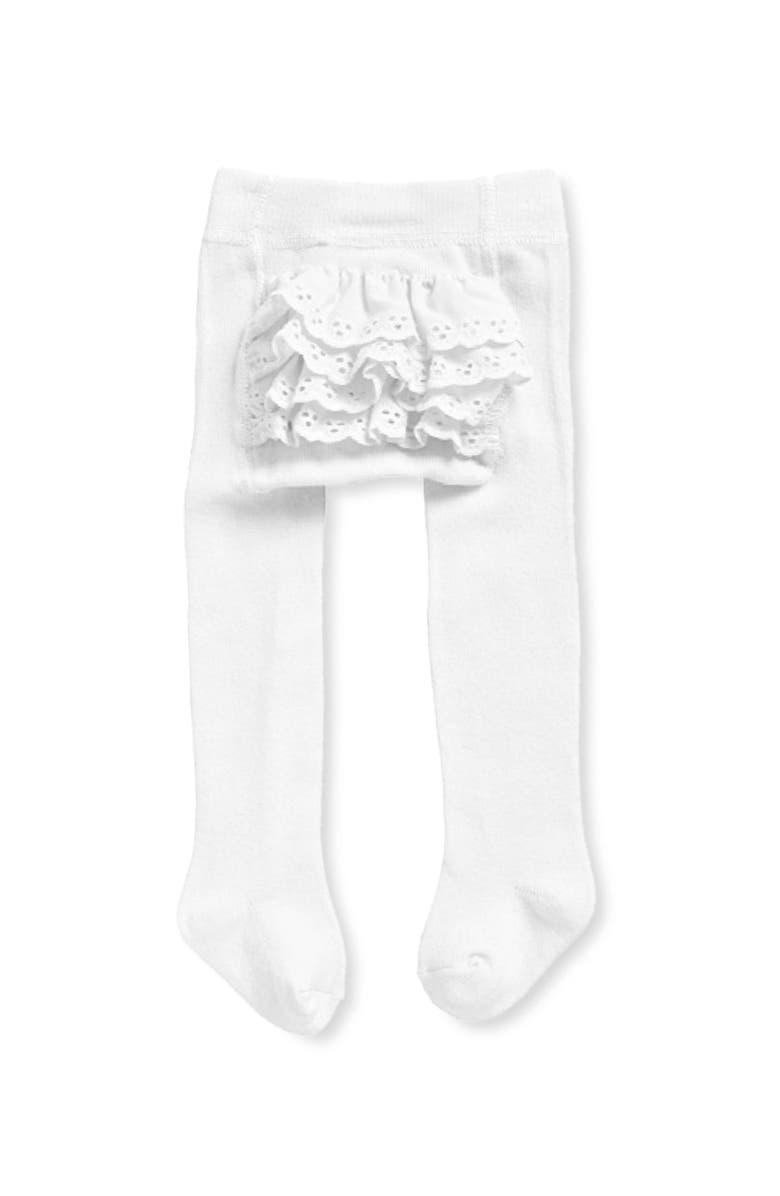 MeMoi Infant Girl's Rhumba Cotton Blend Tights With Ruffles, Main, color, White