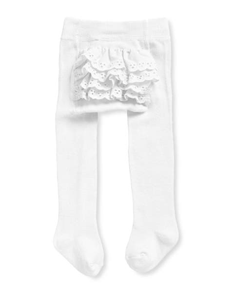 Infant Girl's Rhumba Cotton Blend Tights With Ruffles