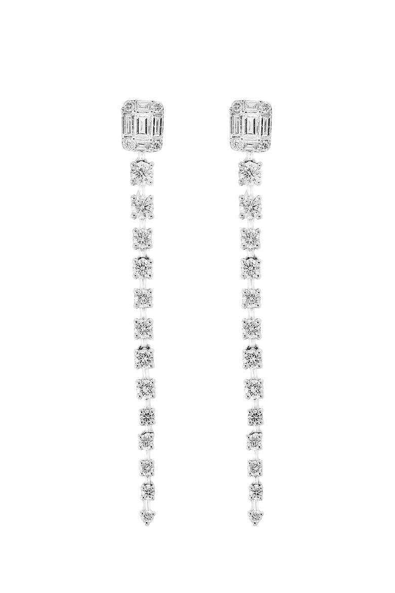 Diamond Fringe Drop Earrings in 14K White Gold, Main, color, 14K White Gold