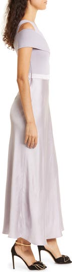 Ivena Mixed Media One-Shoulder Dress