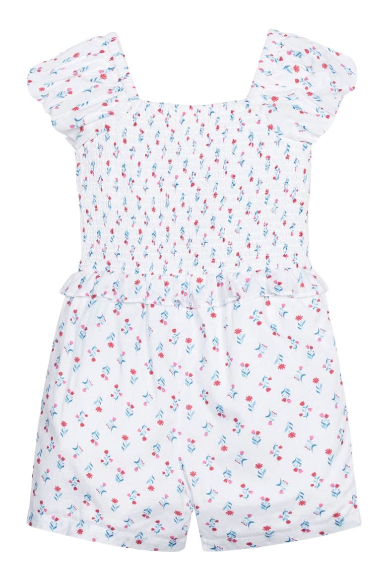 Girls' Organic Puff Sleeve Smocked Romper, Kids, Alternate, color, Paris Floral