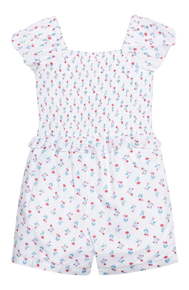 Hope & Henry Girls' Organic Puff Sleeve Smocked Romper, Kids, Alternate, color, Paris Floral