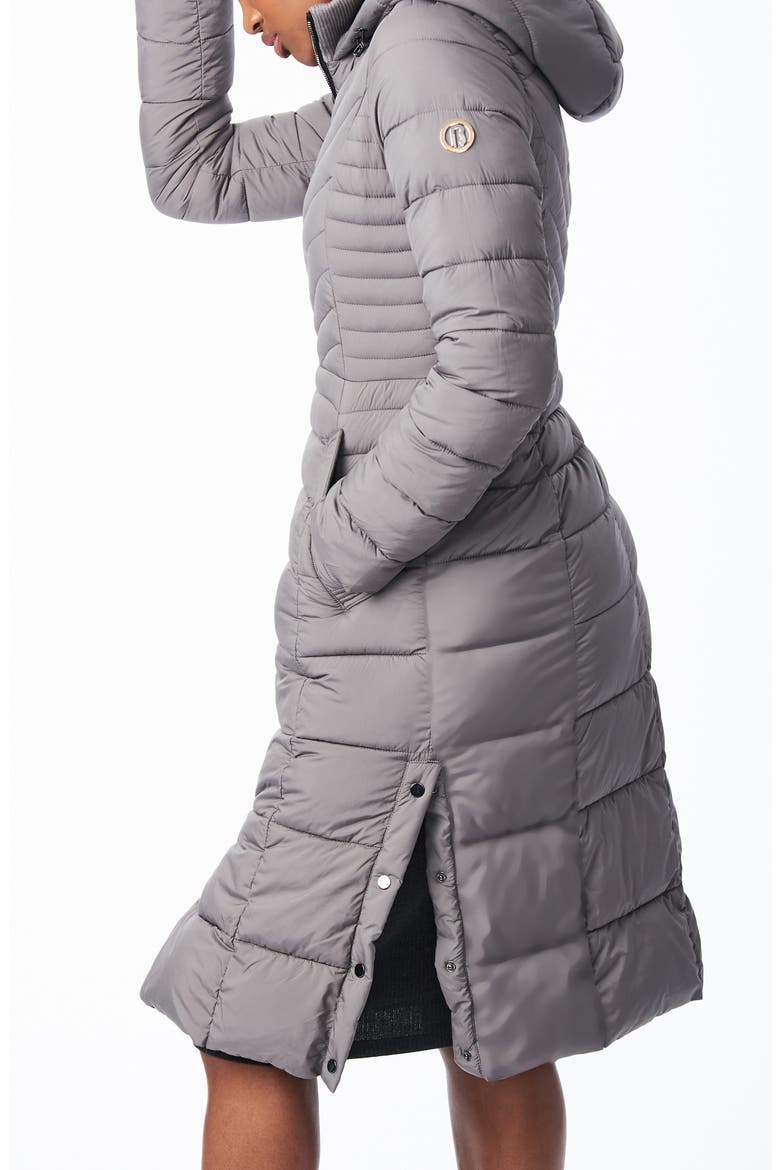 Hooded Long Quilted Coat, Alternate, color, CHARCOAL