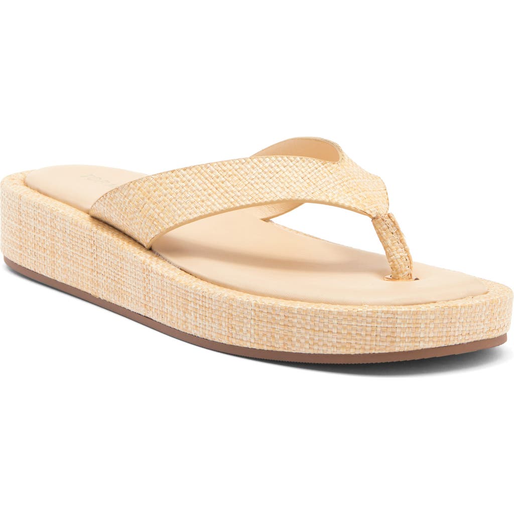 Top Guy Shoes Raya Platform Flip Flop In Beige Raffia