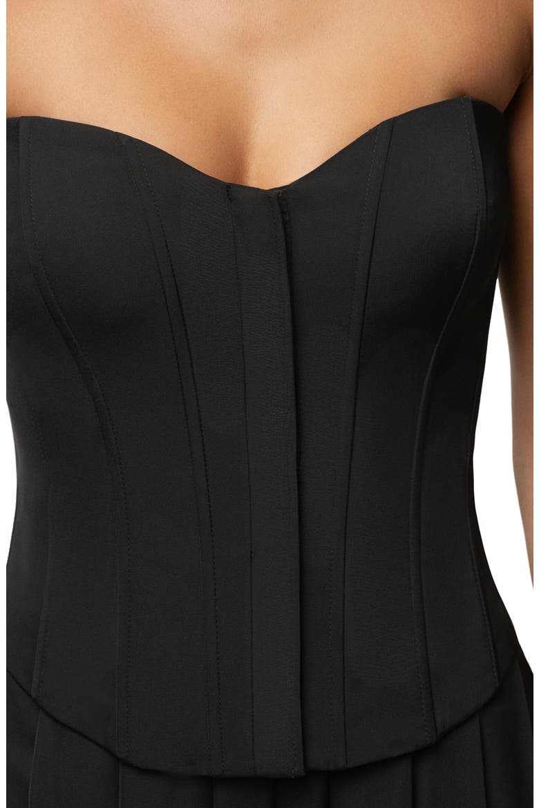 VIiv Satin Strapless Bustier Top, Alternate, color, BLACK