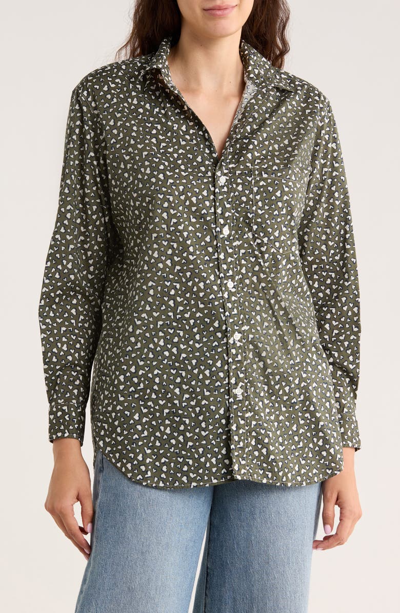 Frank & Eileen Joedy Boyfriend Button-Up Shirt, Main, color, Green Messy Hearts