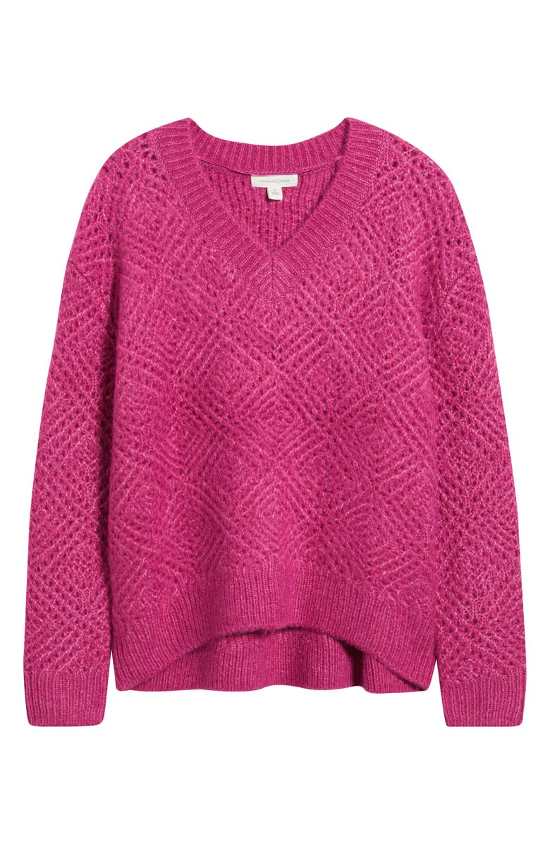 Treasure & Bond Diamond Stitch V-Neck Sweater, Alternate, color, Pink Fuchsia