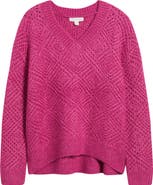 Treasure & Bond Diamond Stitch V-Neck Sweater