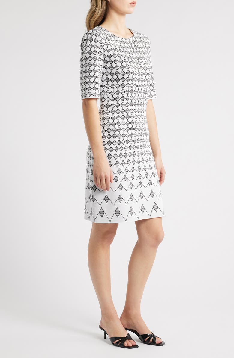 Ming Wang Jacquard Sheath Dress, Alternate, color, White/ Black