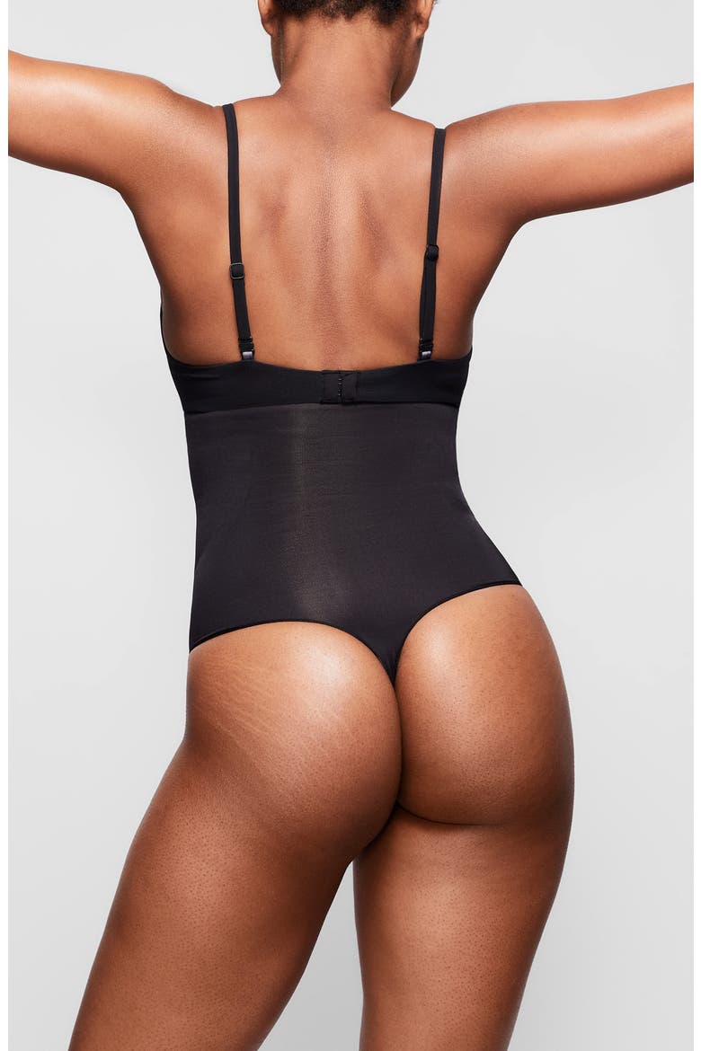 High Waist Bonded Thong, Alternate, color, ONYX