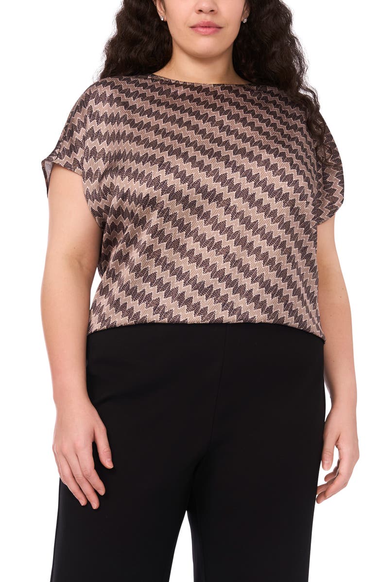 Halogen<sup>®</sup> Zigzag Dot Print Cap Sleeve Shell, Main, color, Covert Green