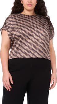 Halogen® Zigzag Dot Print Cap Sleeve Shell