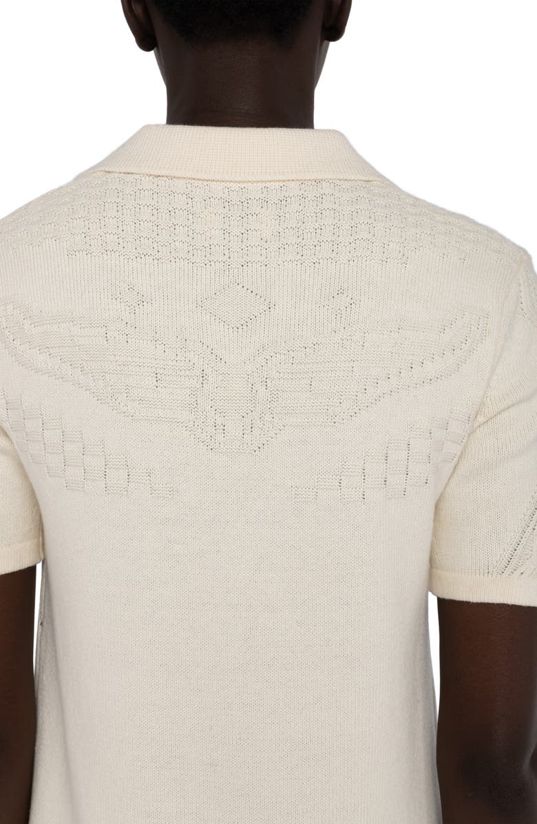 Zadig & Voltaire Lulu Cotton & Wool Jacquard Polo Sweater Dress, Alternate, color, Vanille