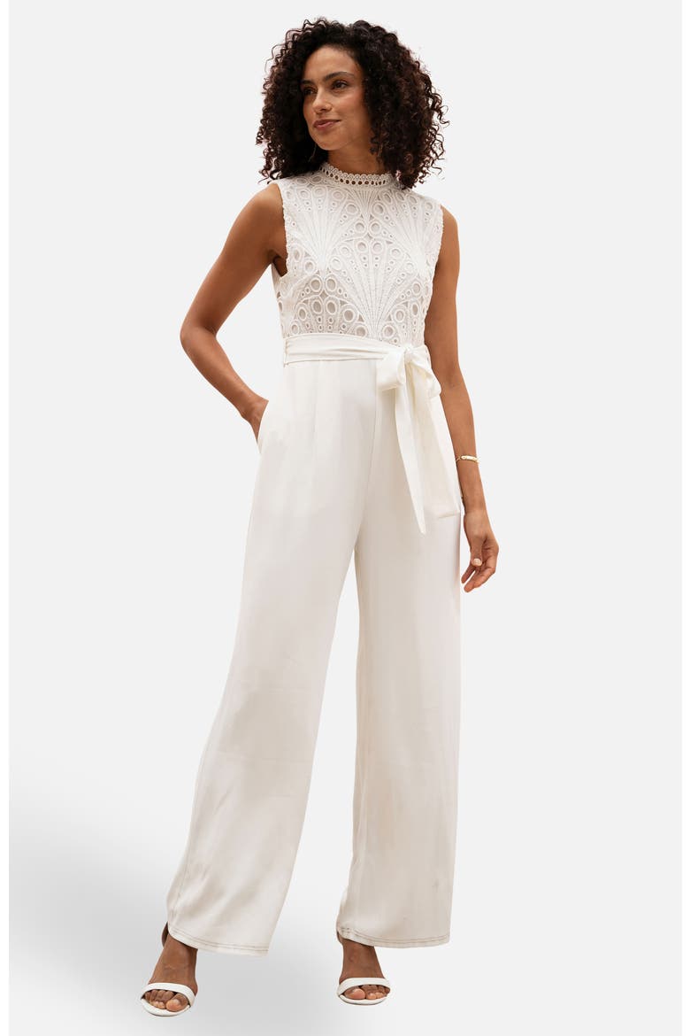 Lace Sleeveless Jumpsuit, Main, color, Ivory