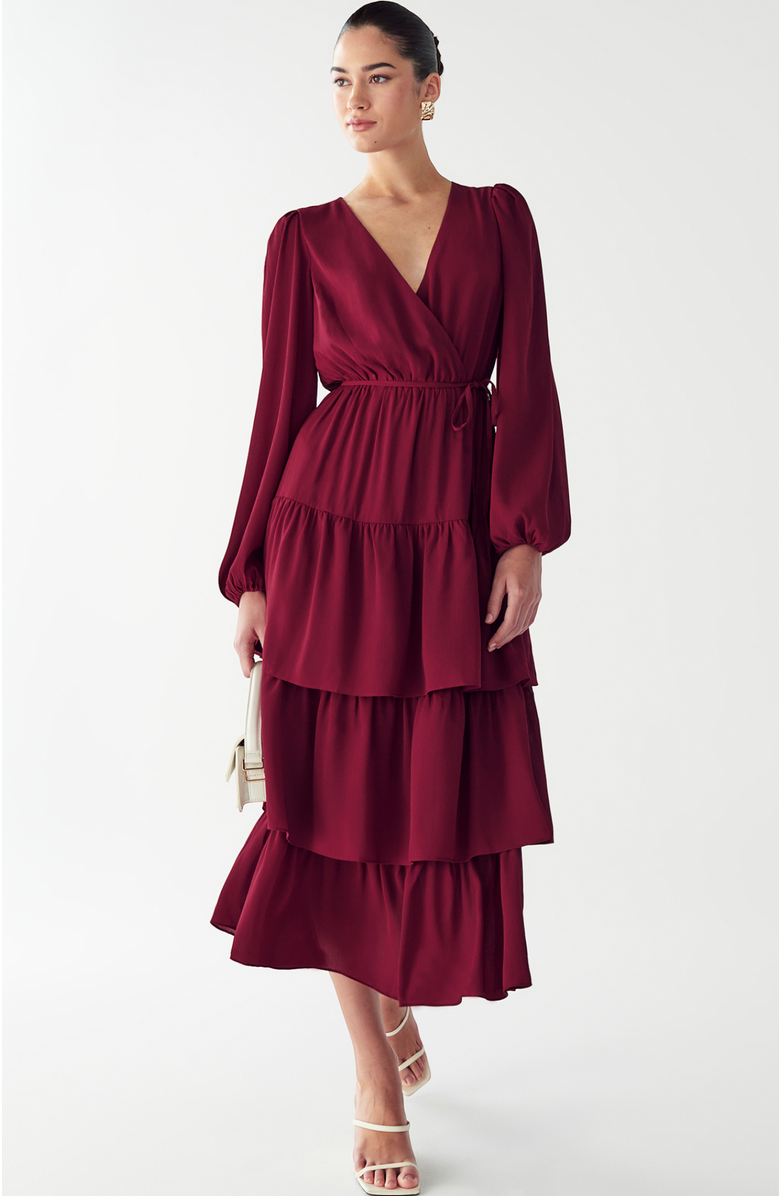 WILLA Koby Midi Dress, Alternate, color, Burgundy