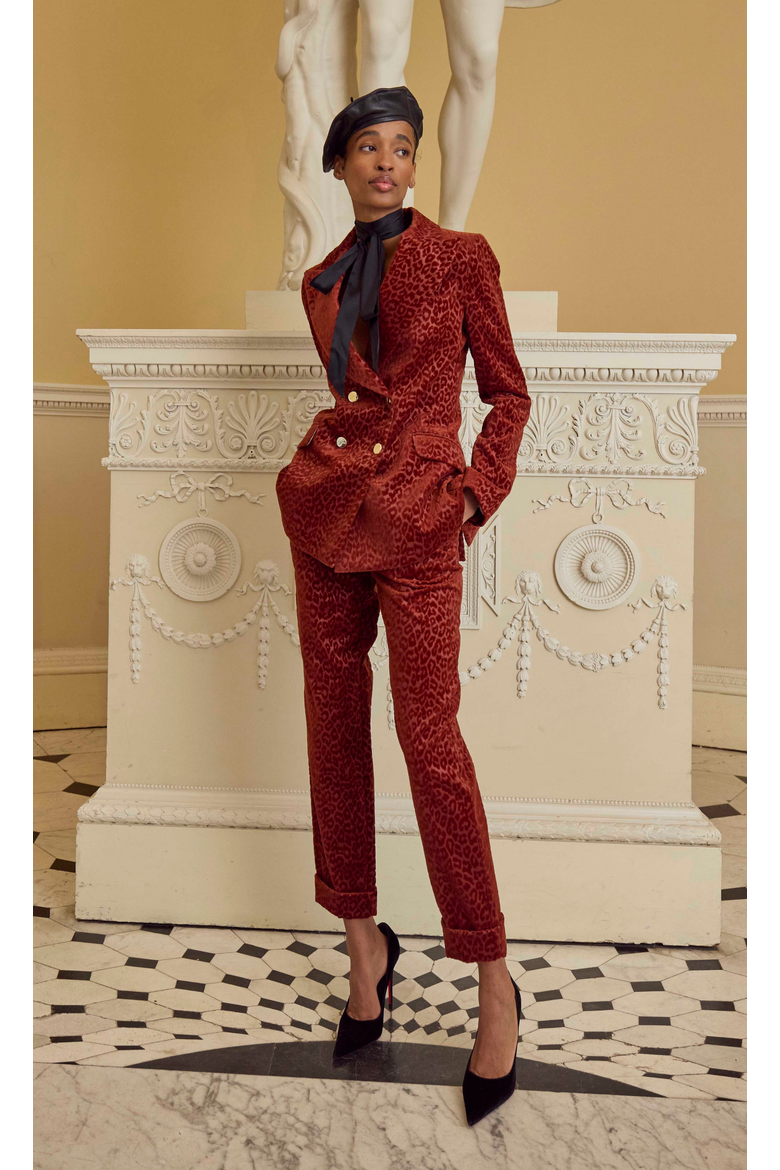 Lynx Velvet Tapered Trouser, Alternate, color, Maple Tonal Leoard