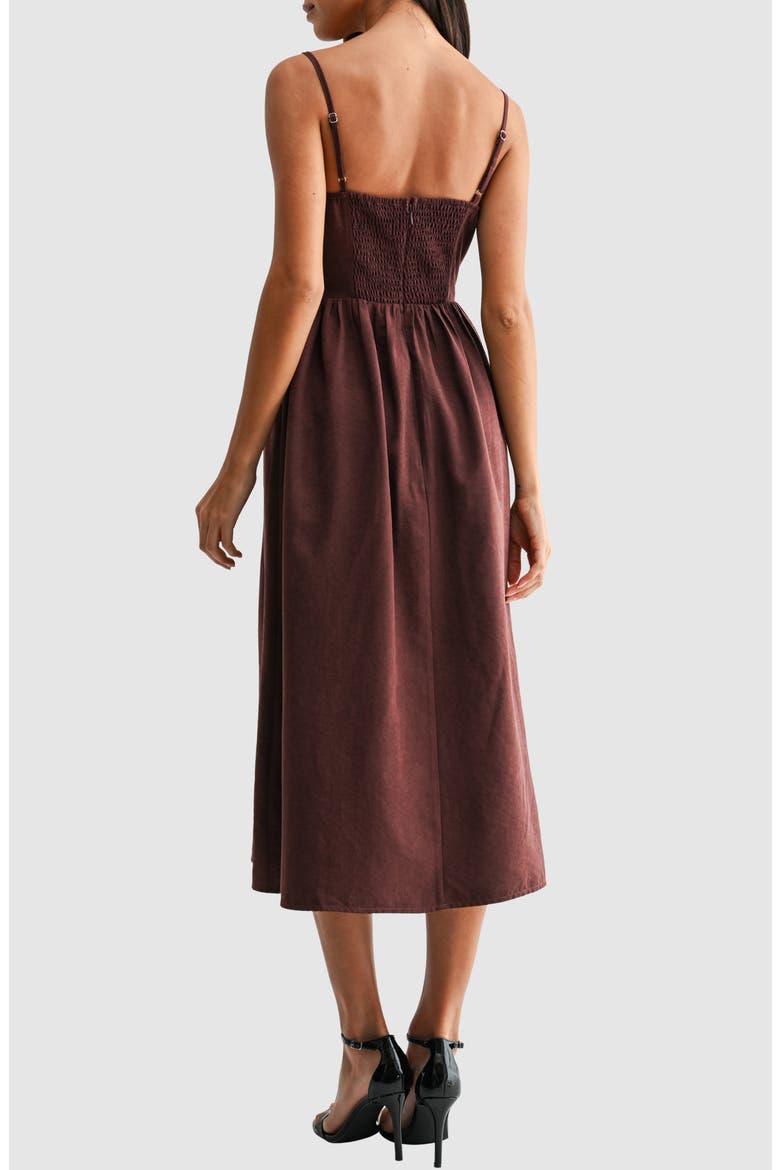 Faux Suede Drop Waist Midi Dress, Alternate, color, MAHOGANY