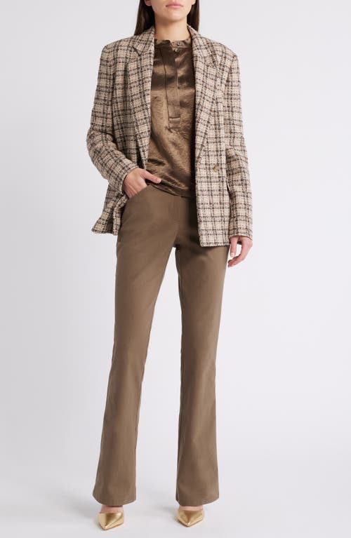 Hugo Boss Boss Janka Double Breasted Plaid Blazer In Marshland Beige Tartan