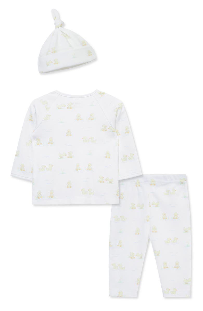 Little Me Splashy Ducks Wrap Top, Leggings & Hat Set, Alternate, color,