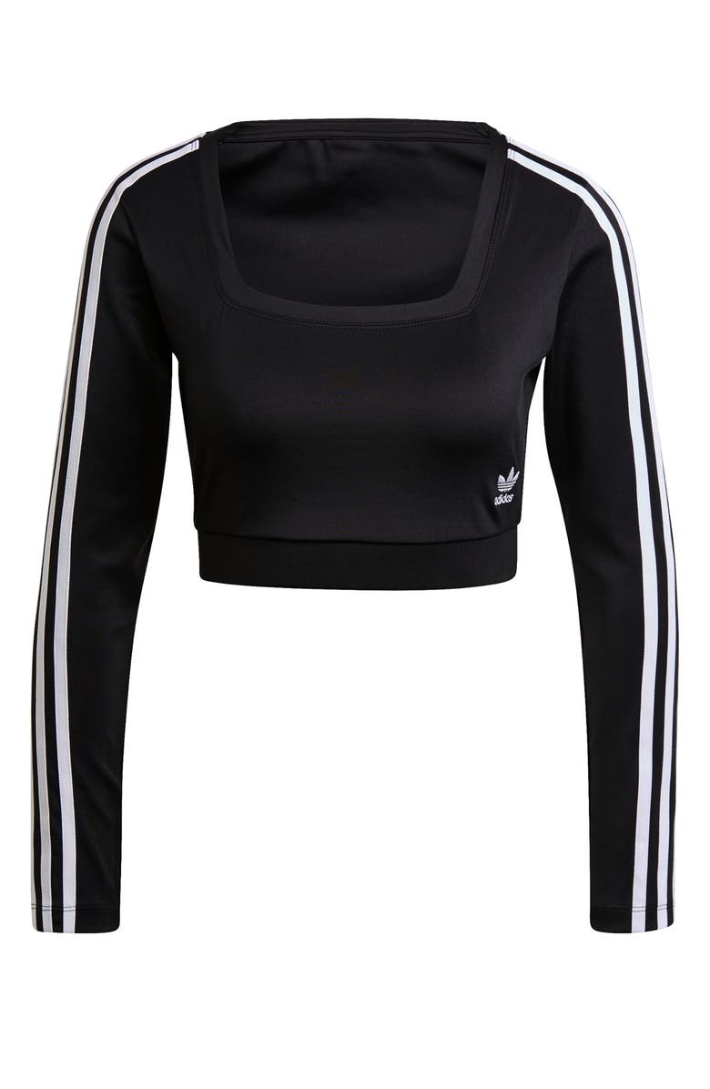 adidas Originals Crop Long Sleeve Interlock T-Shirt, Alternate, color, 