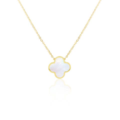 Extra Large Mother of Pearl Single Clover Necklace