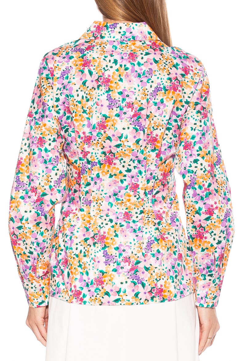 Calliope Fitted Long Sleeve Button-Up Shirt, Alternate, color, WHITE/ PURPLE FLORAL MULTI